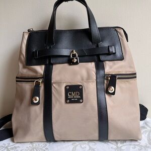Henri Bendel Jetsetter Backpack Nylon Khaki with Black Trim. Henri Bendel